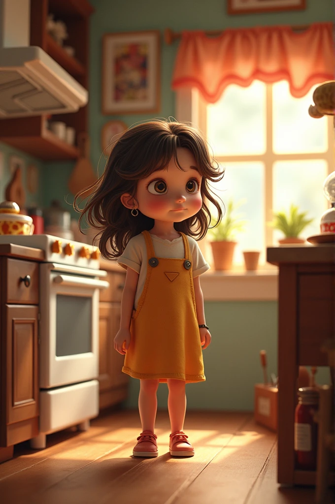 A girl in a kitchen 