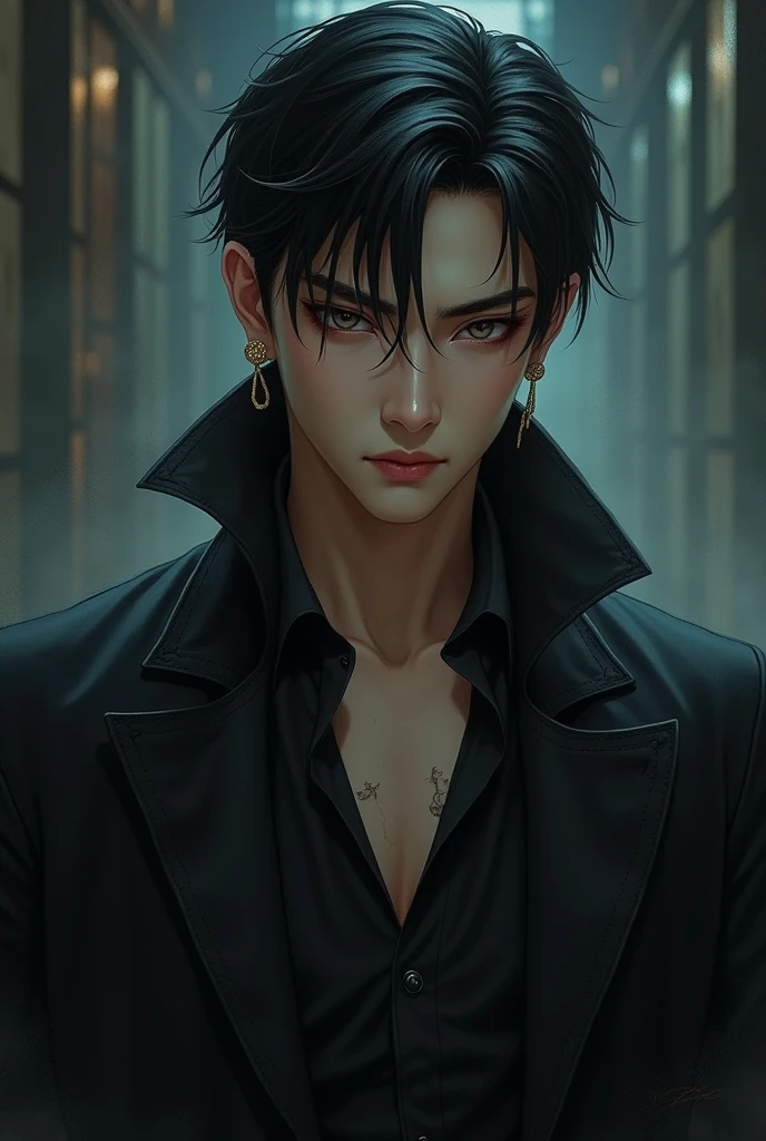 Perfect Asian Vampire Man with Evil Look Short Hair Hair Style