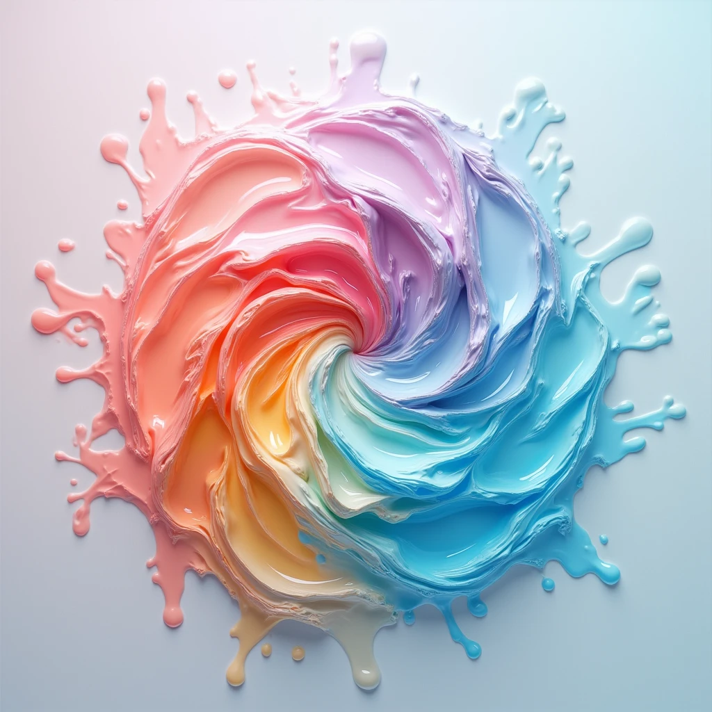 ((masterpiece)),Highest quality, On a light grey table々The colorful, clear liquid flows gently and mixes.,Gloss and light reflection,Shooting with a single-lens reflex camera,Artwork,The color boundaries are blurred,There is no solid matter,The whole picture is seen from a top-down angle,The liquid does not splash