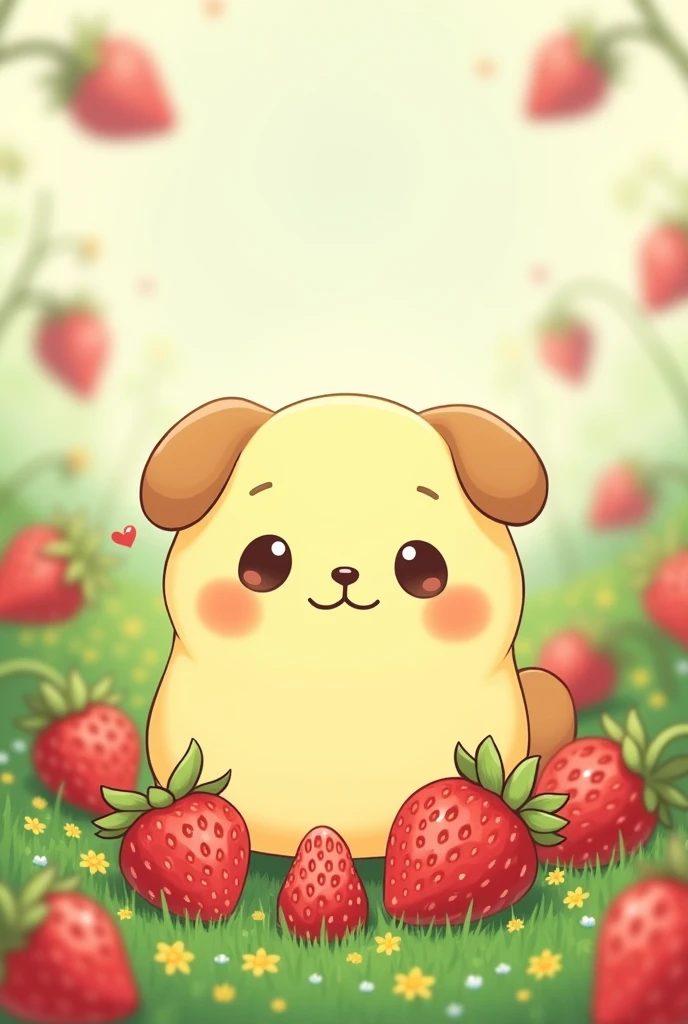 make a pompurin wallpaper (sanrio character) with strawberries that look flirty
