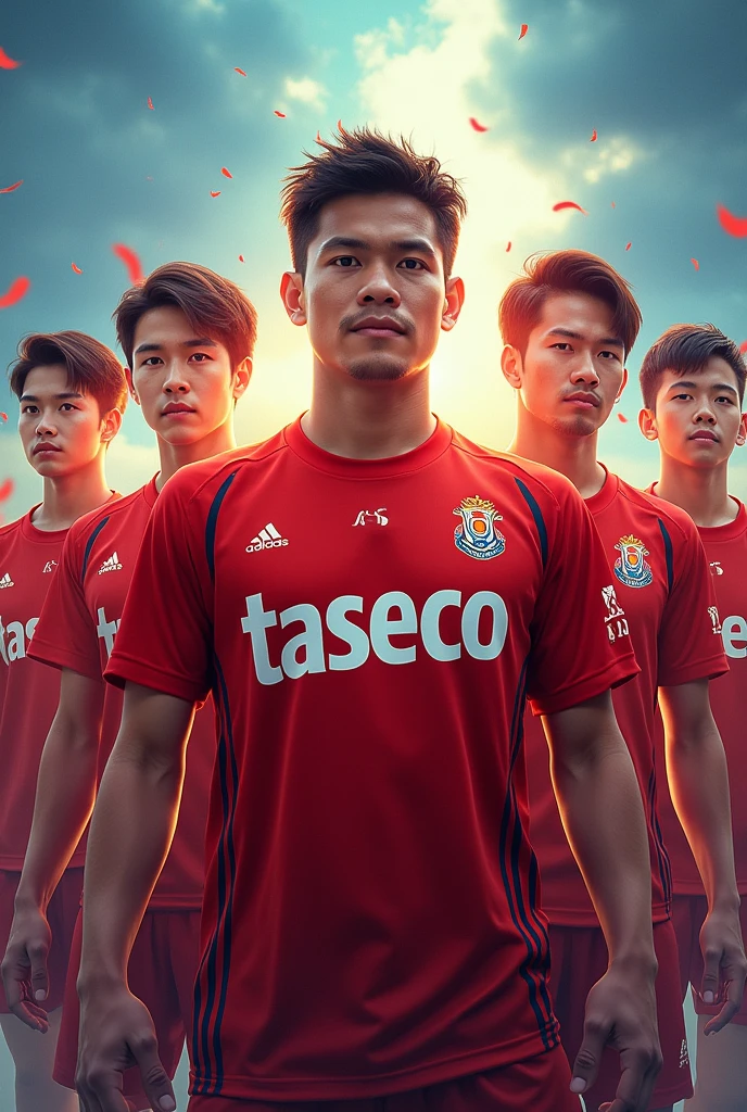 Team 1 champions with slogan “San Bằng Tât cả”
Shirt with name “taseco “
Add “team 1 champions”
Another color