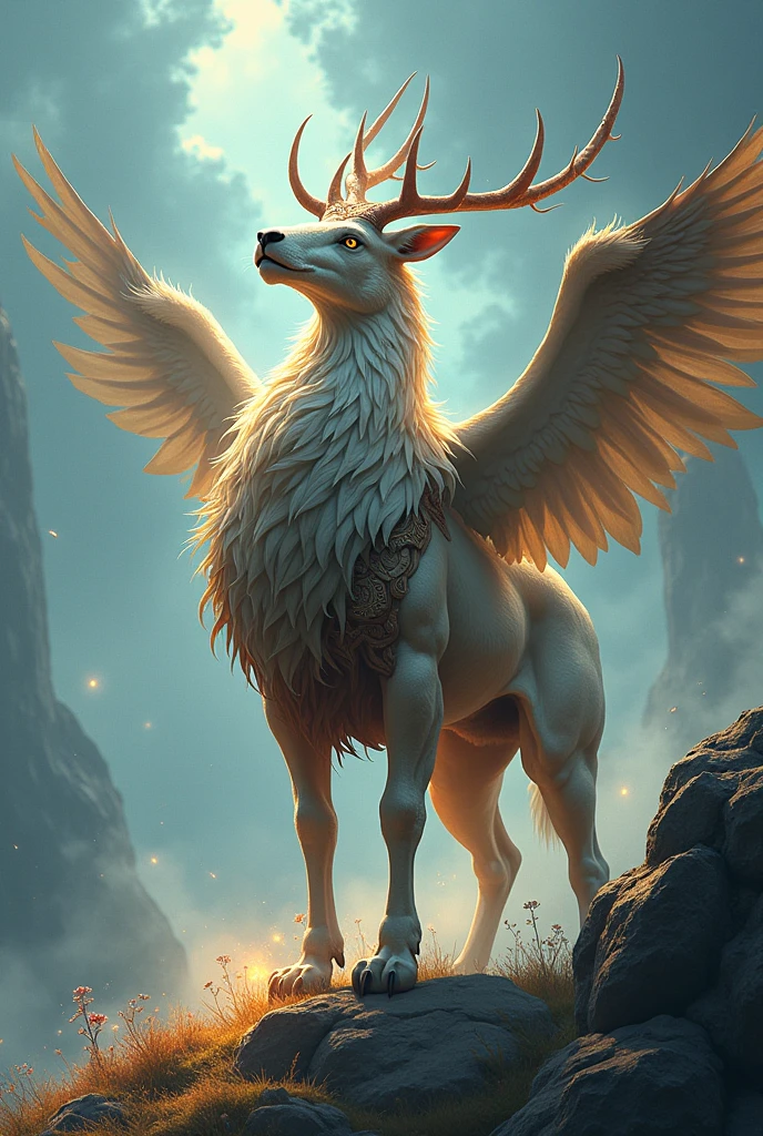 Create a large, meaningful animal using various animal body parts.