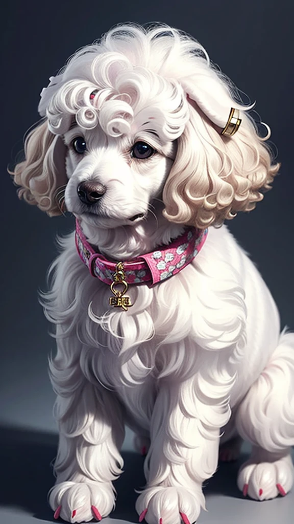 small white poodle dog, very beautiful, detailed and realistic