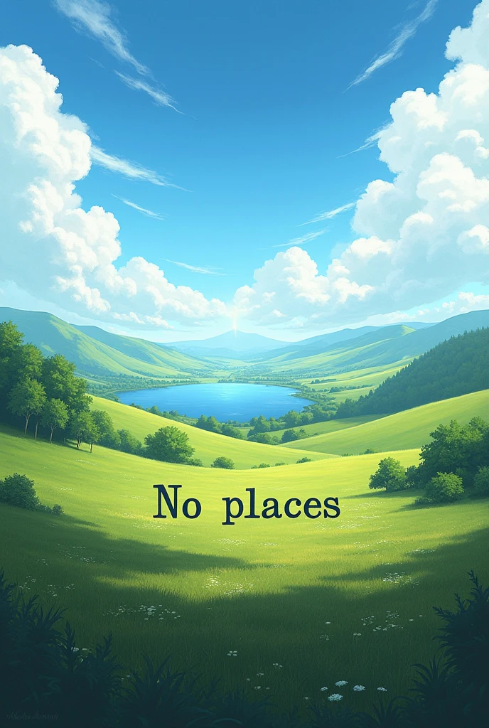 Draw a landscape and mark a spot with "No places"