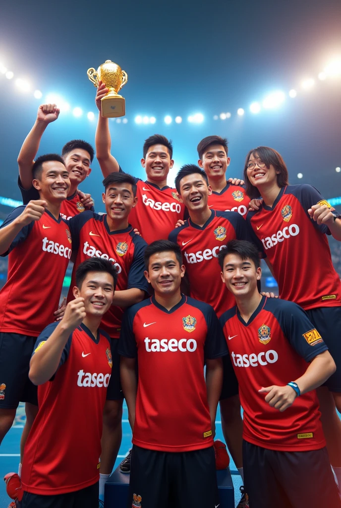 Team 1 champions with slogan “San Bang Tat Ca”
Shirt with name “taseco “
Add “team 1 champions”
Another color, team work