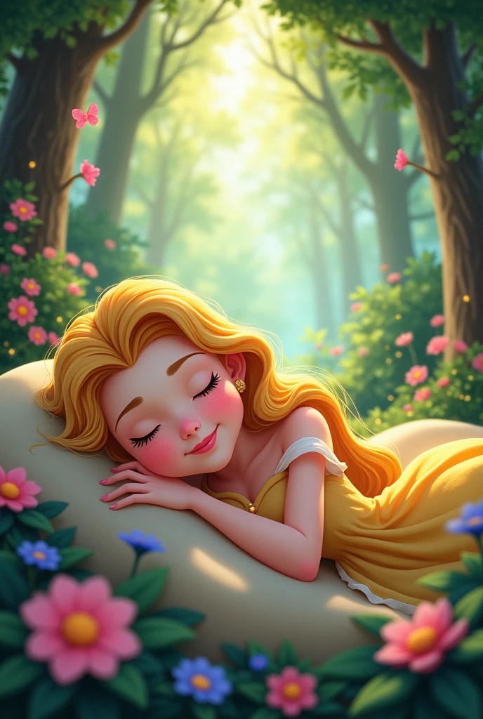 A Disney Pixar picture of aurora sleeping beauty in Disney smiling