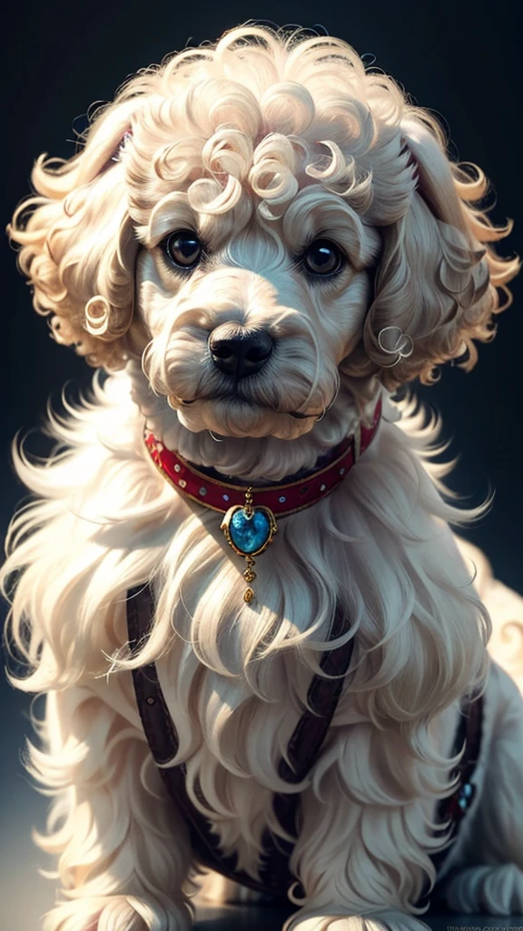 a small white poodle dog, extremely detailed, highly realistic, adorable expression, fluffy fur, curly hair, pet, cute, photorealistic, 8k, best quality, masterpiece, intricate details, sharp focus, studio lighting, vibrant colors, natural lighting