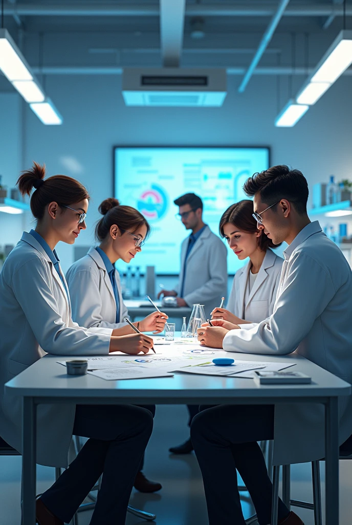 Four people in a research room