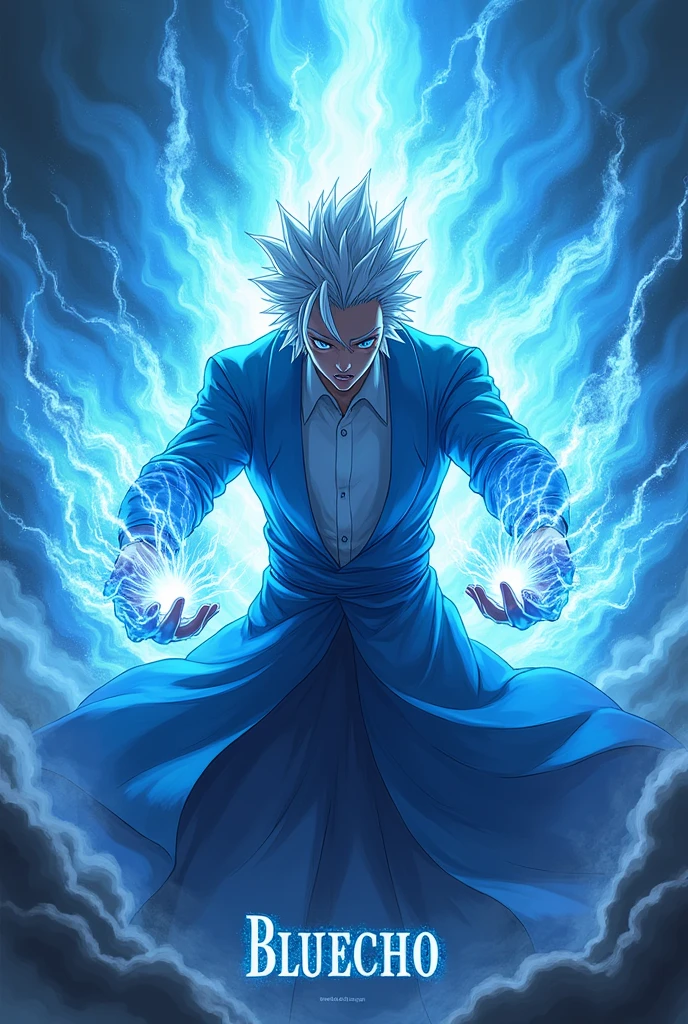 a picture of gojo with his blue attack and the name bluecho at the bottom of the profile picture