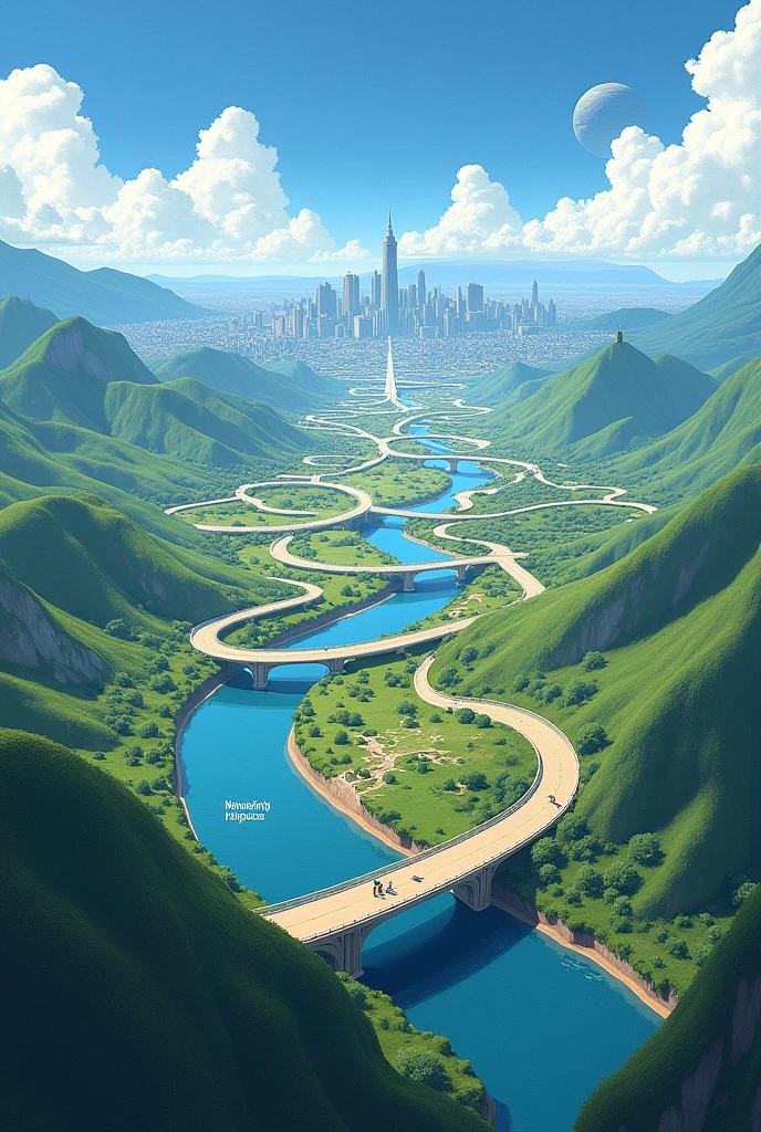 Draw a landscape for navigating with roads, City and rivers, then mark a spot with "No places"