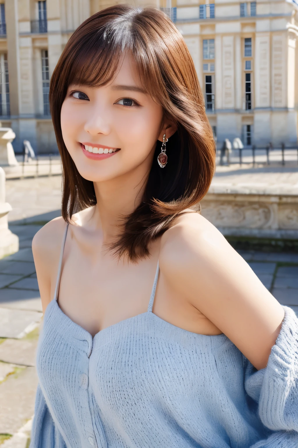 One Girl, (wear casual summer clothes:1.2), (Beautiful Japanese idol portrait photos),
(RAW Photos, Highest quality), (Realistic, Realistic:1.4), masterpiece, 8K Portrait,
Very delicate and beautiful, Very detailed, 2k wallpaper, wonderful, In detail, Very detailed CG unity 8k wallpaper, Very detailedな, High resolution, Soft Light,
Beautiful detailed girl, Very detailed eyes and face, Beautiful and sophisticated nose, Beautiful details,
(Commemorative photo with the Palace of Versailles in the background:1.3), Cinema Lighting,
Perfect Anatomy, Slender body, Small breasts, Medium Hair, Dynamic Angle, A light smile,