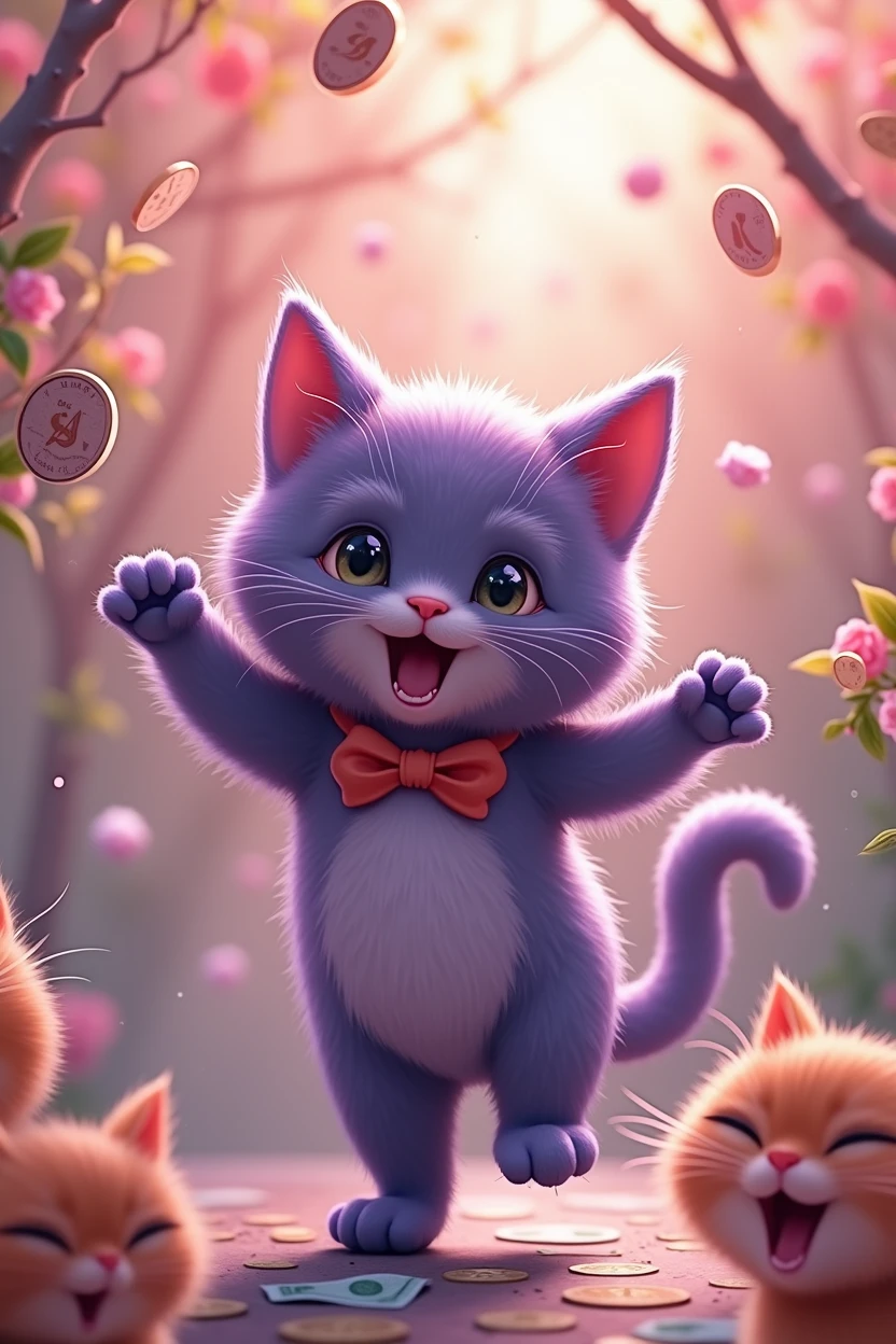 When you talk to other cats, money will appear.