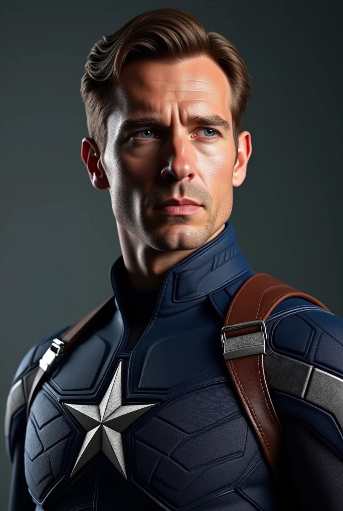 (CRU photo:1.2), (photorrealistic:1.4), Character Steve Rogers wearing Captain America outfit, nor the mask, very detailed eyes and face, beautiful detailed eyes, whole body, 4k resolution, high quality model, high détail, High definition, light on the face, cinematic lighting