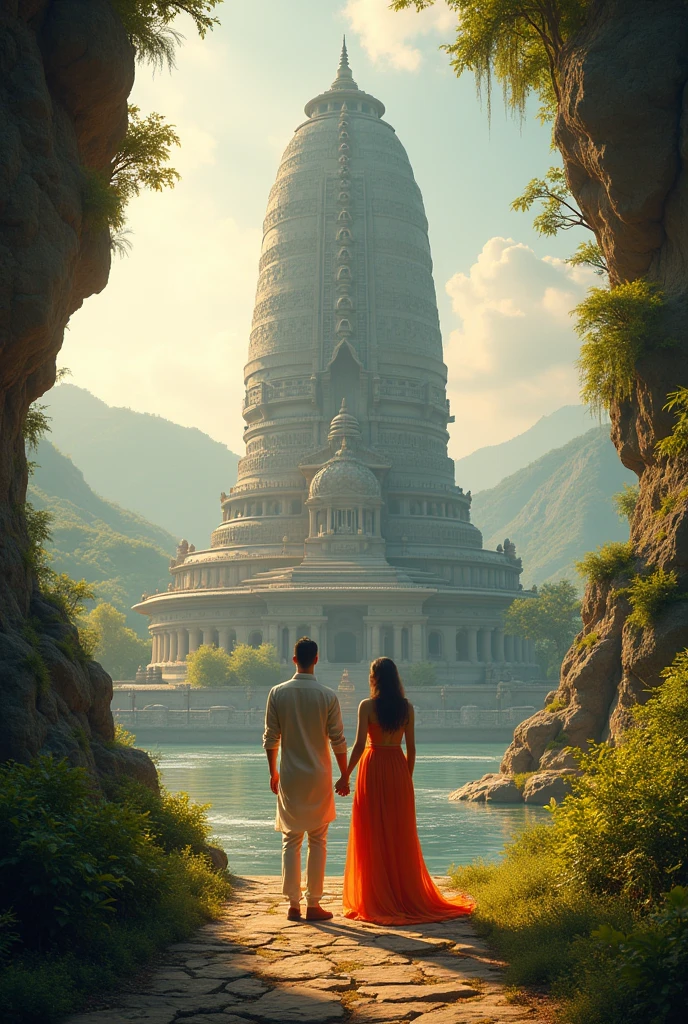 Couples and shivling temple