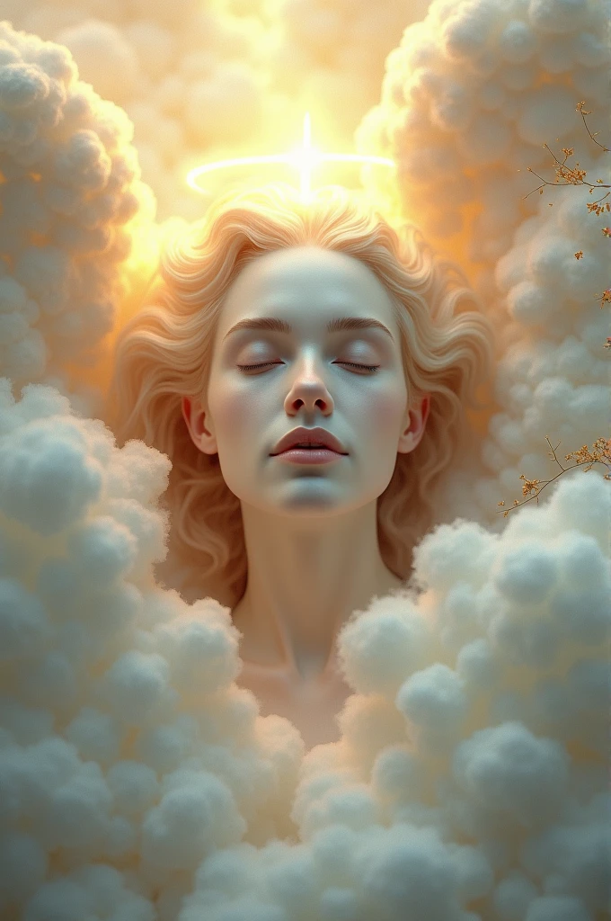 Real Angel face with cloud and gire