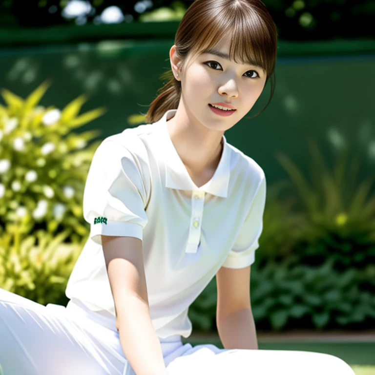 (masterpiece, Highest quality: 1.4), (Ultra-realistic, Photorealistic: 1.2), Kneel, Spread your legs, View your viewers, Natural light, 30 year old actress, Japanese women, Neat, ((Wearing a white tennis uniform, White short-sleeved polo shirt with collar, Don&#39;t button up your polo shirt, White pleated skirt: 1.2)), (Short Wavy Hair: 1.2), Light brown hair color, (Beautiful Face), Oval Face, clear, (Beautiful Eyes, Kind eyes), (Beautiful Skin), Small face, (Small Mouth, Beautiful mouth), Natural Makeup, (Wearing white socks: 1.1), Approachable, Hotel Suite Room,On the bed, Captivating smile, Seductive pose, Beautiful thighs, Bedroom Eyes, Embarrassing, blush、((Glasses、Upper body naked、Nipples))、Upper body naked、Nipples))
