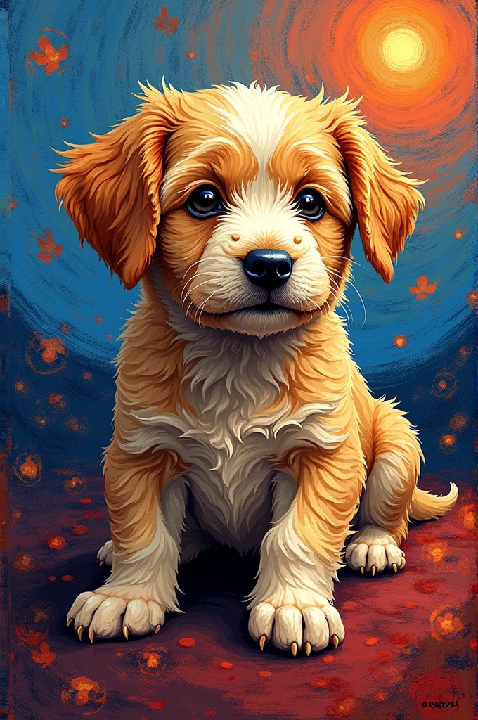 Dog with vangogh art style