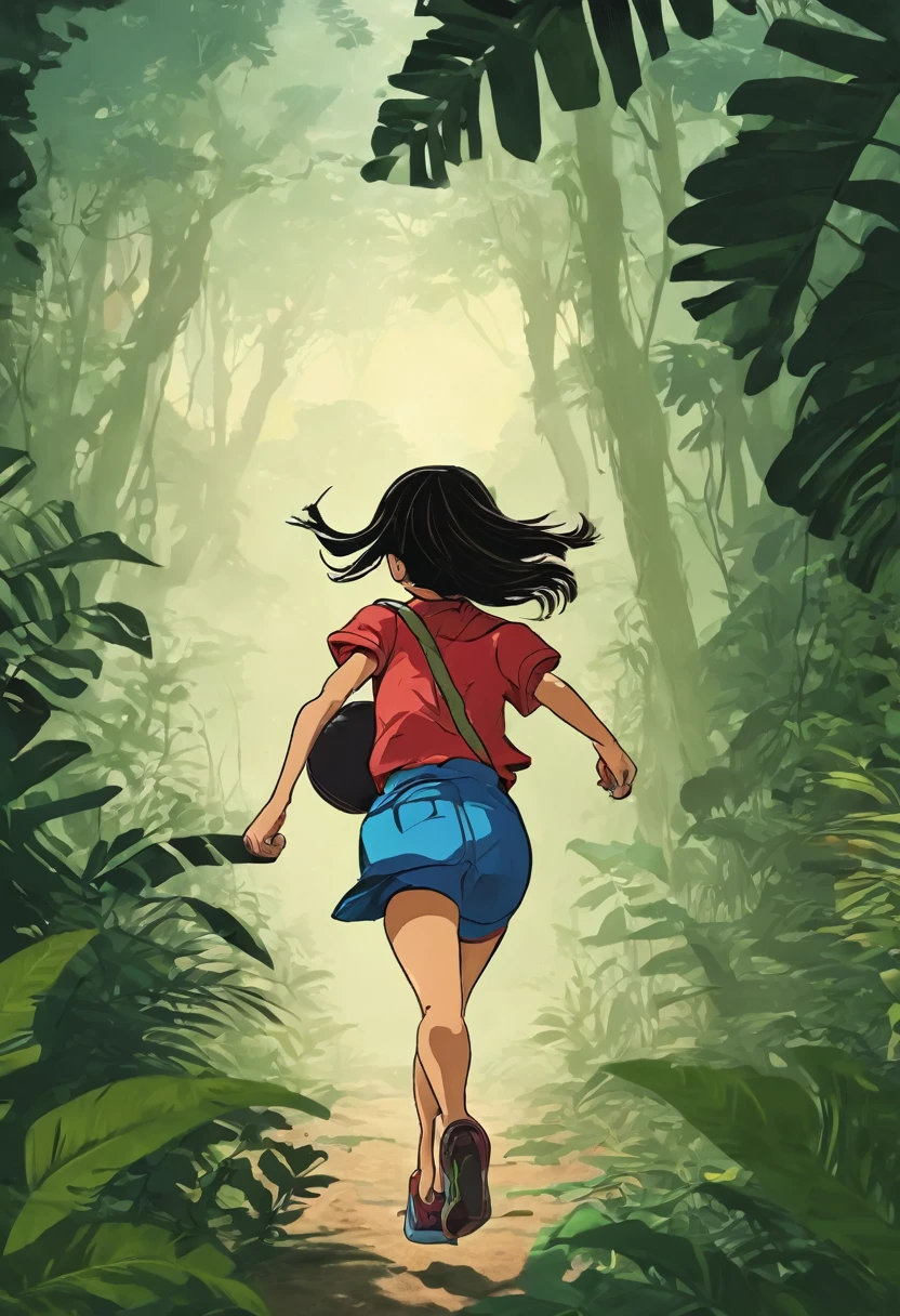 A girl was running away in the jungle