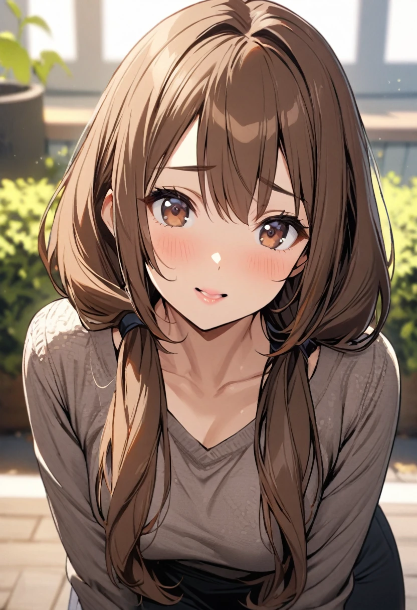 Solo, 1girl, Long Hair, low twin tails, brown hair, brown eyes, cute, mature, high detail, adult