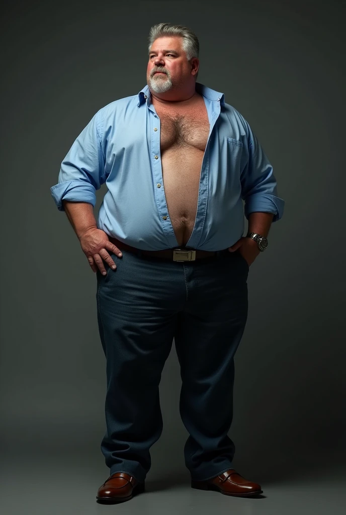 (best quality,4k,8k,highres,masterpiece:1.2), age 45, white man detective , horny disgusting, muscular chubby, kind, open blue shirt , mature daddy, Dress Pants with big hard bulge, hairy chest hard nipple, belt, loafer,
INFO
