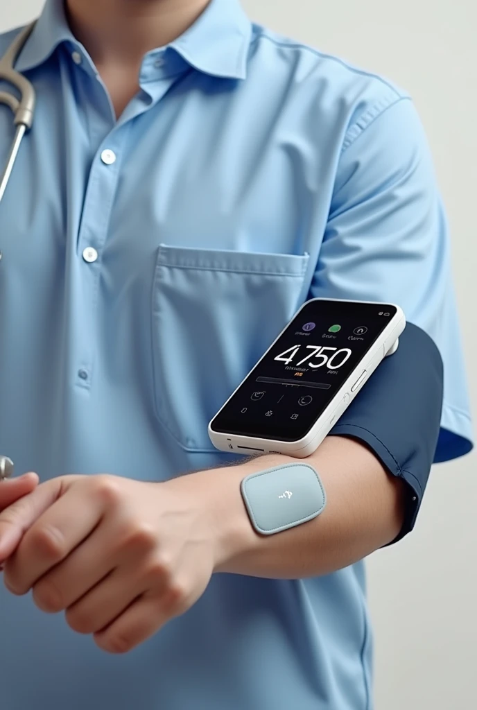 Blood pressure monitor with arm patch and numbers