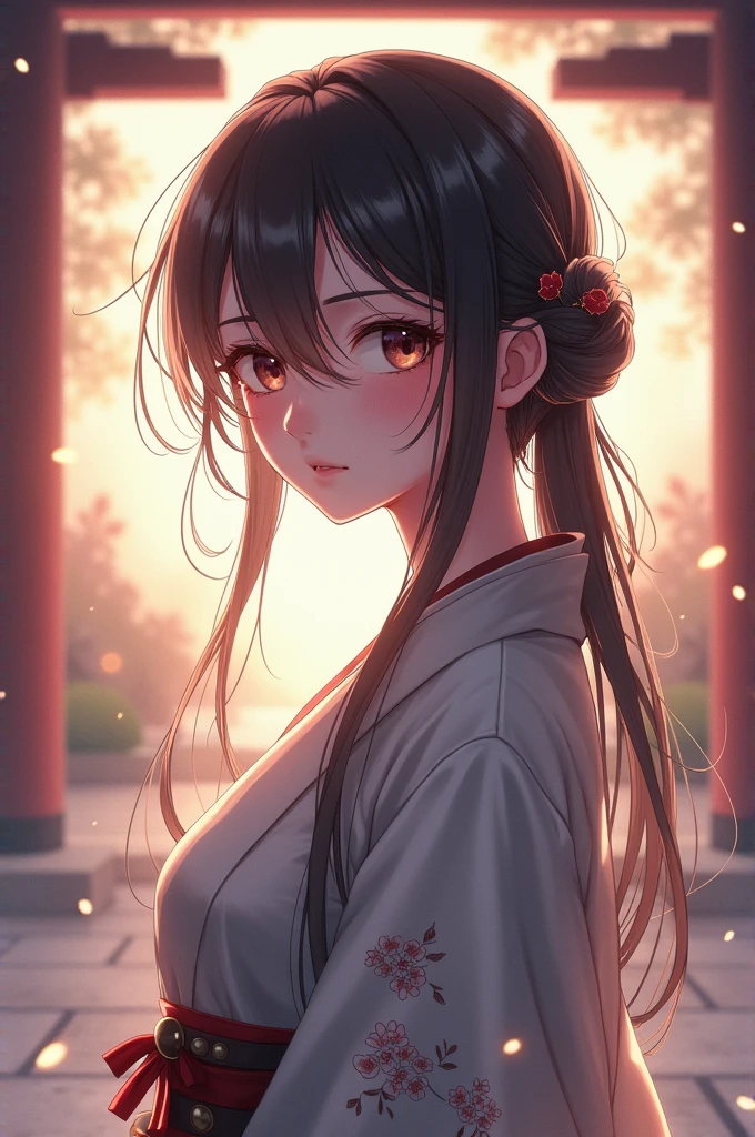 Character portrait woman Long Hair Half Up Shrine maiden The protagonist of a girl's game Kind