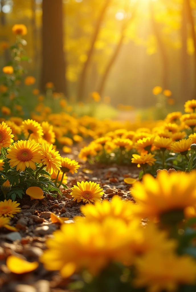 The chrysanthemums are scattered all over the ground, your smile has turned yellow