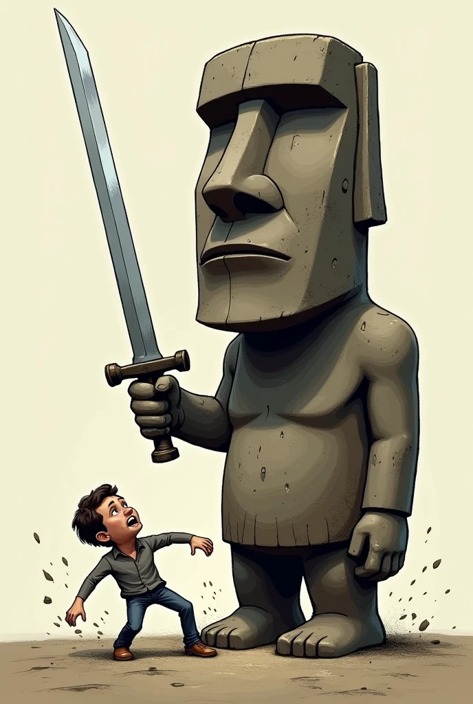 Moai Emoji kills a man with his sword