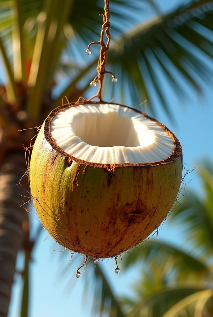 Coconuts have a lot of water, a lot of meat, and less shell.