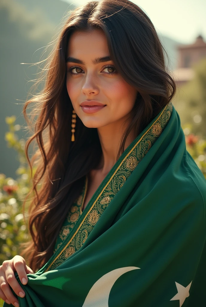 Girl with pakistani flag