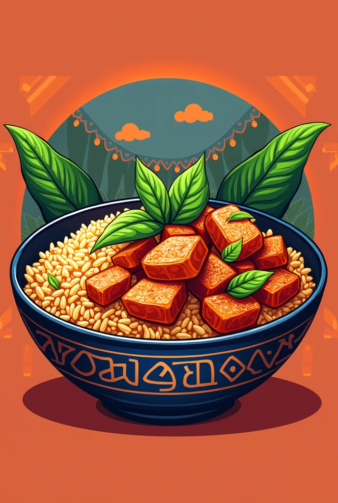 Logo Pad Krapow Rice Add chili Thailand background