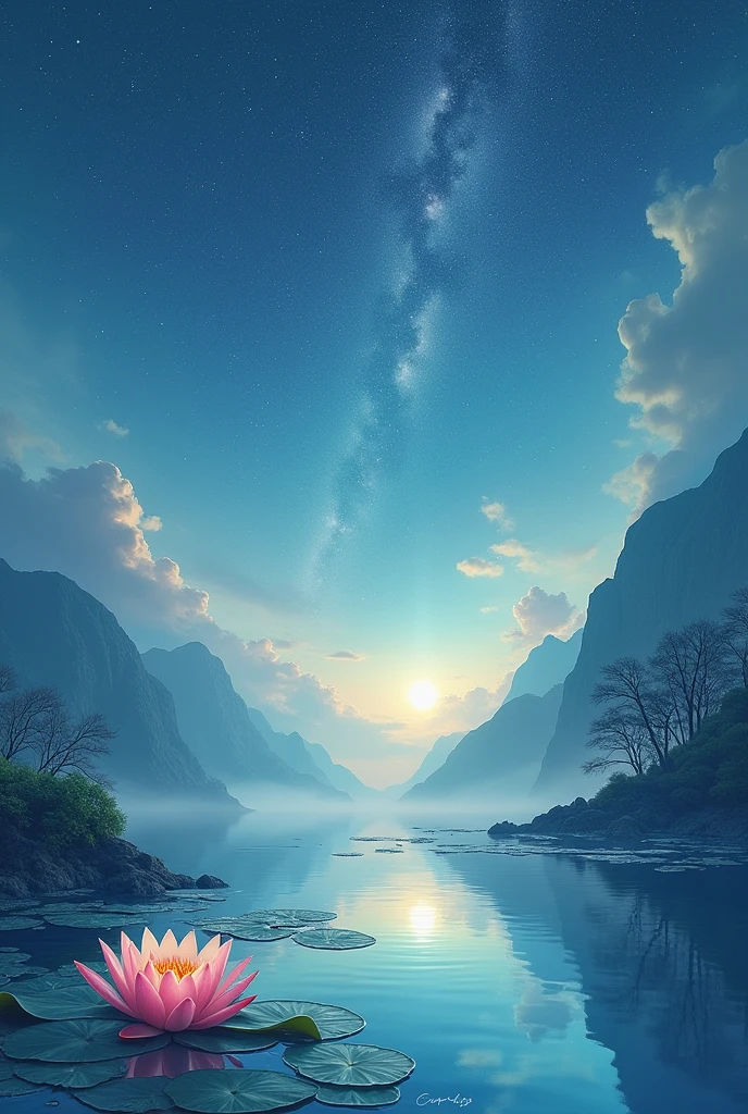 Flying Stars Fly Far Away Crossing the Guan River,Ask the lotus how it knows the color of ice and snow