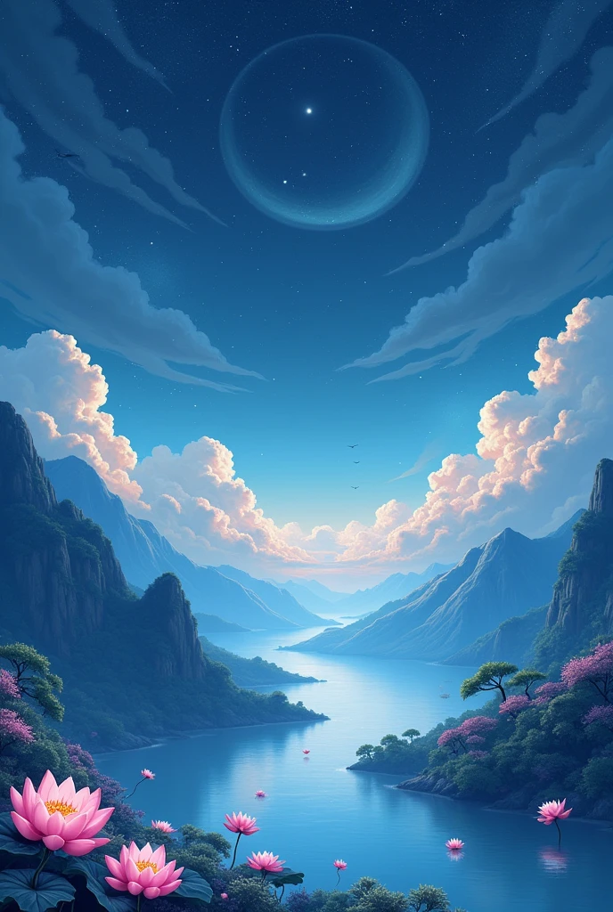 Flying Stars Fly Far Away Crossing the Guan River,Ask the lotus how it knows the color of ice and snow