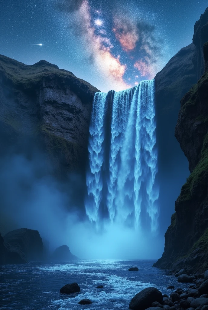 The waterfall drops three thousand feet,I suspect it is the Milky Way falling from the sky