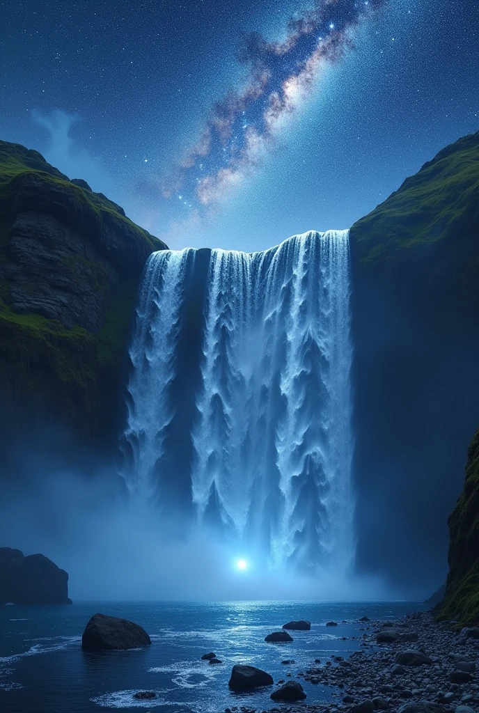 The waterfall drops three thousand feet,I suspect it is the Milky Way falling from the sky