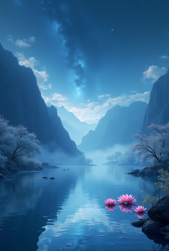 Flying Stars Fly Far Away Crossing the Guan River,Ask the lotus how it knows the color of ice and snow