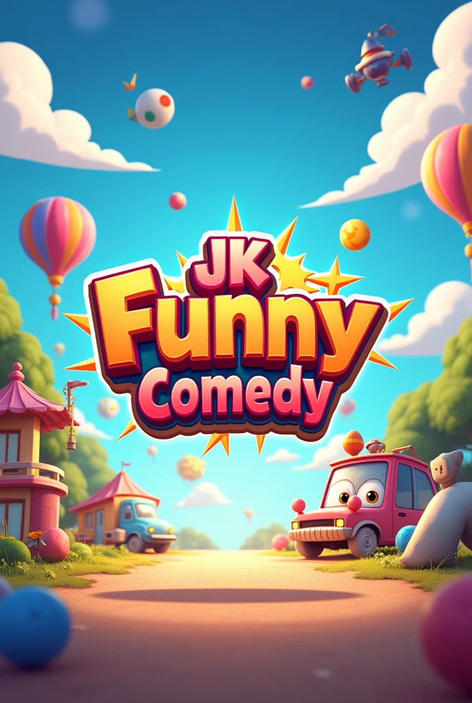 Create a banner art of channel name JK funny comedy in landscape 