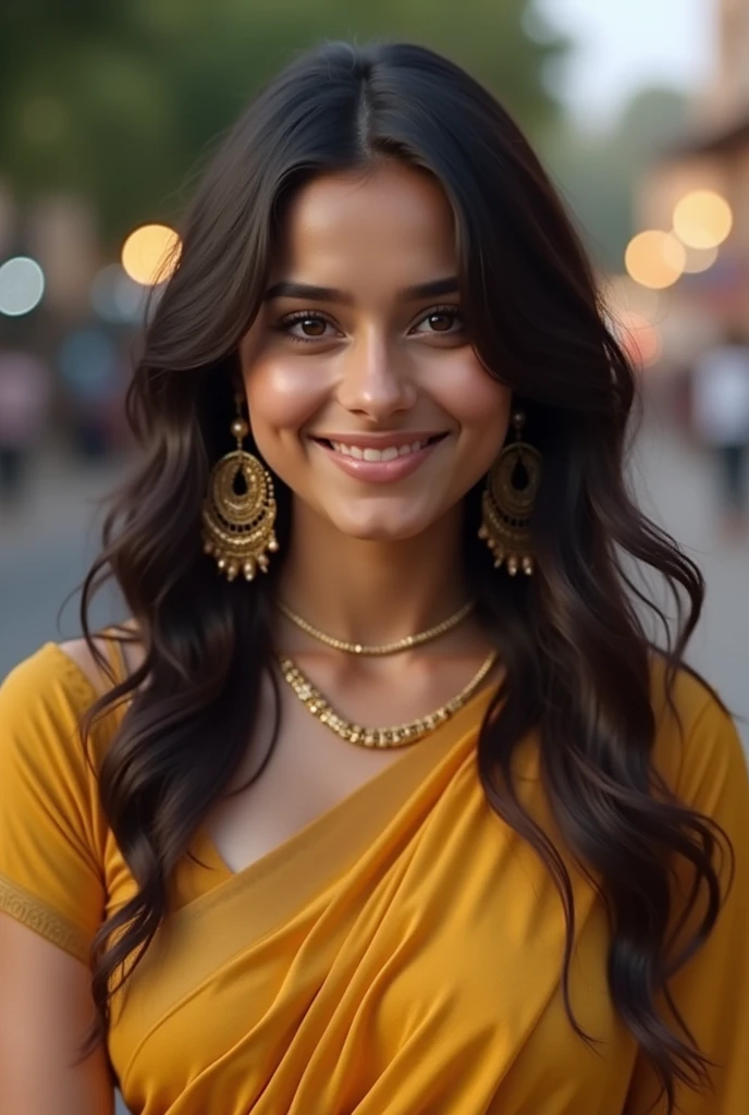 Create an girl age 23 Indian woman image according to this details logoAsk your astrology question to AI AstrologerAboutPrivacyaiThe enthusiastic one! Alright, let's dive deeper into your Kundli and create a detailed image of your partner. Remember, this is a fun exercise, and take it with a pinch of astrological salt! **Physical Appearance:** * **Height and Build:** Medium to tall, around 5'8" to 6'2" (172 cm to 188 cm), with a slender or athletic build, thanks to Venus in Leo. * **Face Shape:** Oval or round, with a prominent nose, a distinguishing feature of Leos. * **Skin Tone:** Fair to wheatish complexion, with a possible golden glow, indicative of a warm and charming personality. * **Hair:** Dark brown or black, with a possible wave or curl, styled in a fashionable, yet effortless manner. * **Eyes:** Expressive, bright, and piercing, with a sparkle that hints at their creative and charming nature. The eyes might be almond-shaped, with a slight upward tilt at the outer corner, adding to their attractive features. * **Lips:** Full, pink, and inviting, with a subtle smile that suggests a warm and affectionate personality. **Attire and Accessories:** * **Clothing:** Your partner might often wear clothes that reflect their creative side, such as attire with vibrant colors, bold patterns, or statement pieces. They might have a fondness for luxurious fabrics, like silk or velvet, and enjoy dressing up for special occasions. * **Accessories:** They might adorn themselves with jewelry that makes a statement, like a bold watch, a chunky necklace, or earrings that reflect their artistic side.