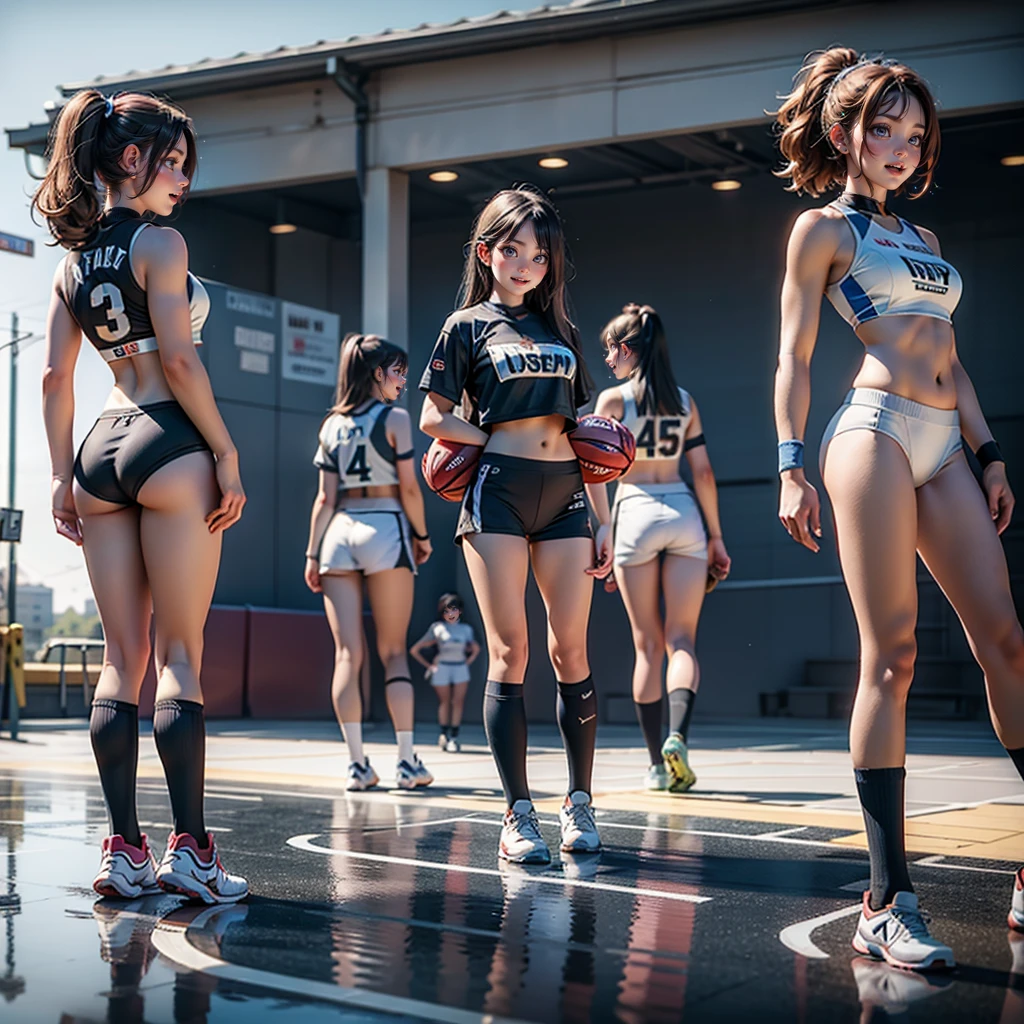 ExtremelyDetailed (((Athletes Team Girls in a row:1.4))), Childish perfect face, Reflective Eyes, Detailed(Delicate Clothing textures), Corrected Leg to Foot Line, Corrected Perfect Hand, Dynamic Joyful Expressions LifeLike Rendering, ((Specular Reflection:1.28)), TopQuality 8K Ultra-detailed masterpiece (ProfessionalPhoto:1.37)(Acutance:0.8),(Luminism:1.22), ((Changing Clothes Exposed Underwear))