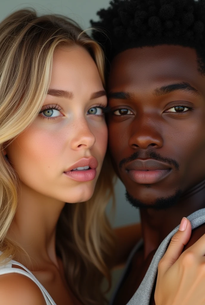 Blond woman and black man Young
