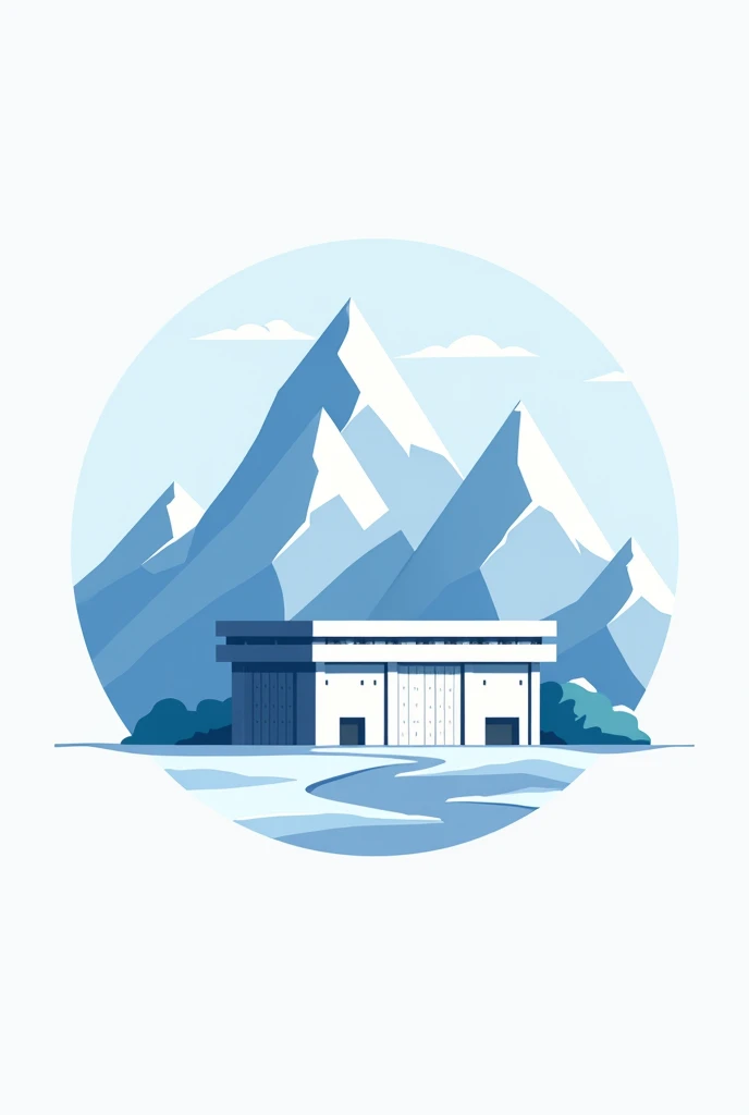 An eye catching logo for cold storage named Baba cold storage with arctic white and icy blue colour combination add icy mountains and a building of only 5 floored 