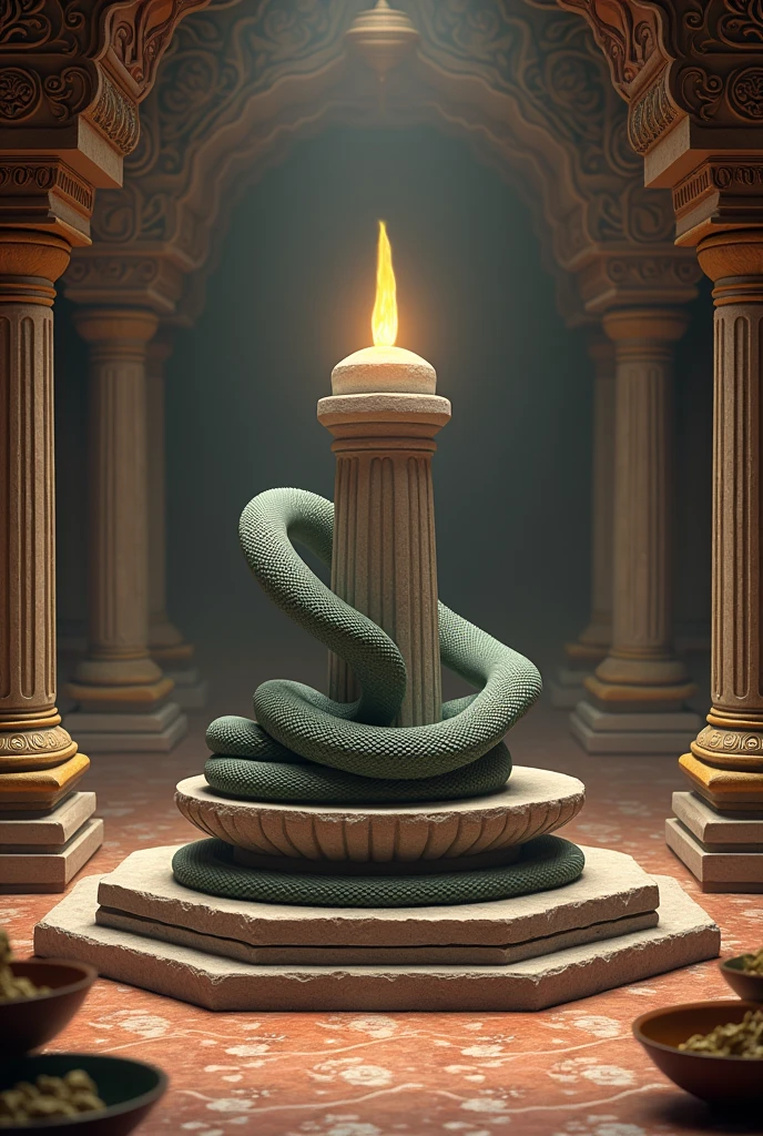 A hindu background with lord shivas shivalinga and a cobra (lord naga) 
