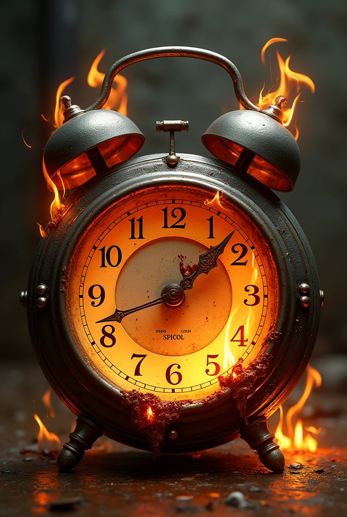 Clock hands burning in flames