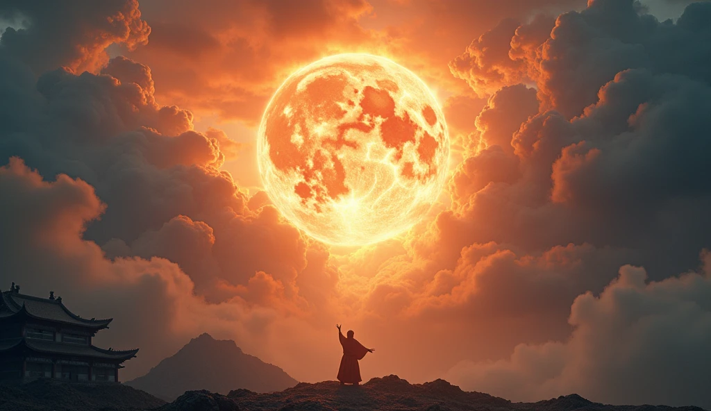 Movie storyboard,8K Ultra HD,Photographic quality,Describe the sky rising straight up and destroying the mighty,The endless Tai Chi