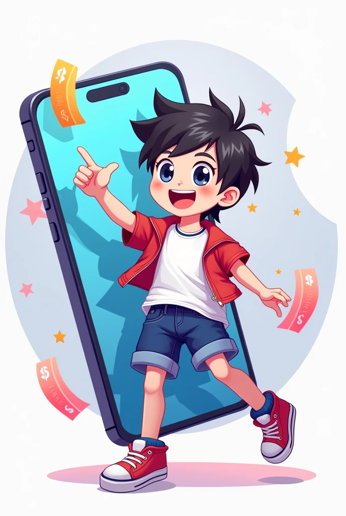 Make a PhonePe app icon with an anime character.