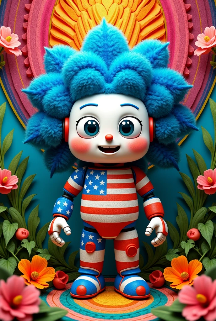 Salesforce Einstein mascot with independence day concept design with eco-friendly materials for Rangoli competition