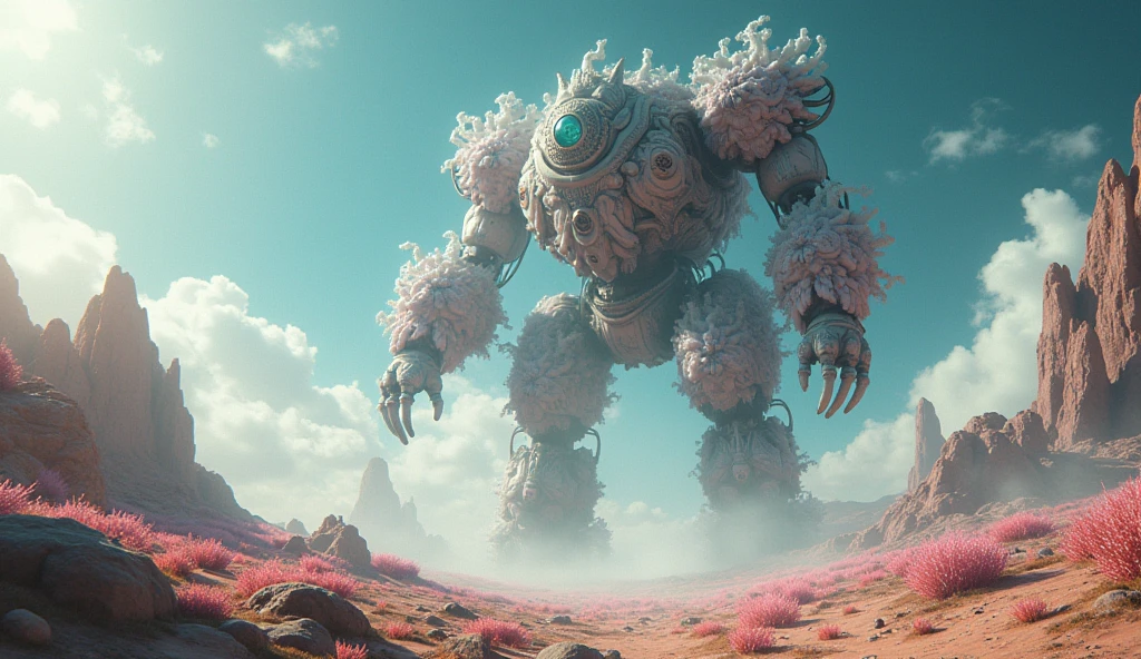 Ancient Japanese ghost mecha、Chinese Punk、space opera、Science fiction、Ancient Futurism、mystery、Bright、Asymmetrical dense composition、32k UHD、Movie光、Mood light、Movie、Pastel color palette、Surreal、Degrees of Freedom、Natural Volumetric Light。