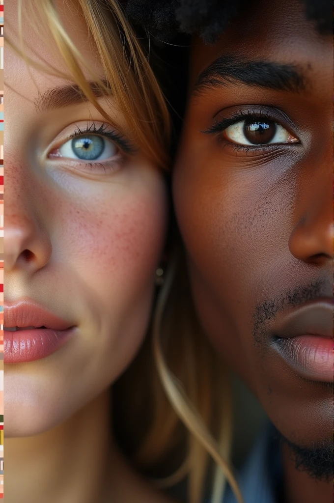 ((best quality)), ((masterpiece)), (detailed), perfect face couple interracial Young, girl blond and black boy