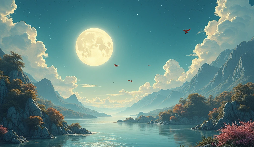 One picture describes five scenes，Movie storyboard scene 1:The sky rises straight up and destroys the vast，The Endless Tai Chi Long Scene 2:I haven&#39;t seen blood and grief for years，Forgetting Life and Death and Living in the Dust, Scene 3:Flying Stars Fly Far Away Crossing the Guan River，Ask the Lotus How to Know the Color of Ice and Snow Scene 4:Why hate the desolation after drinking，One Sorrow Is Not Enough to Unite the River Scene 5:The moon falls on the eaves of clothes，Borrowing a sword to pick flowers and scatter branches