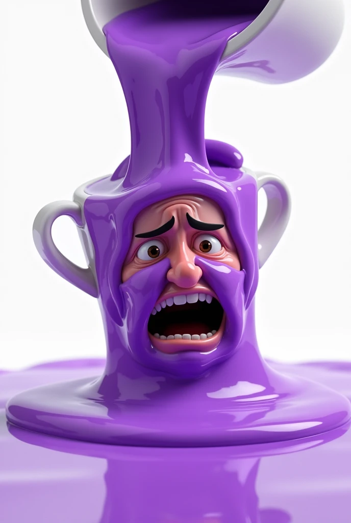 A man being drowned by Lean a purple drink from a white doublecup (pixar)
